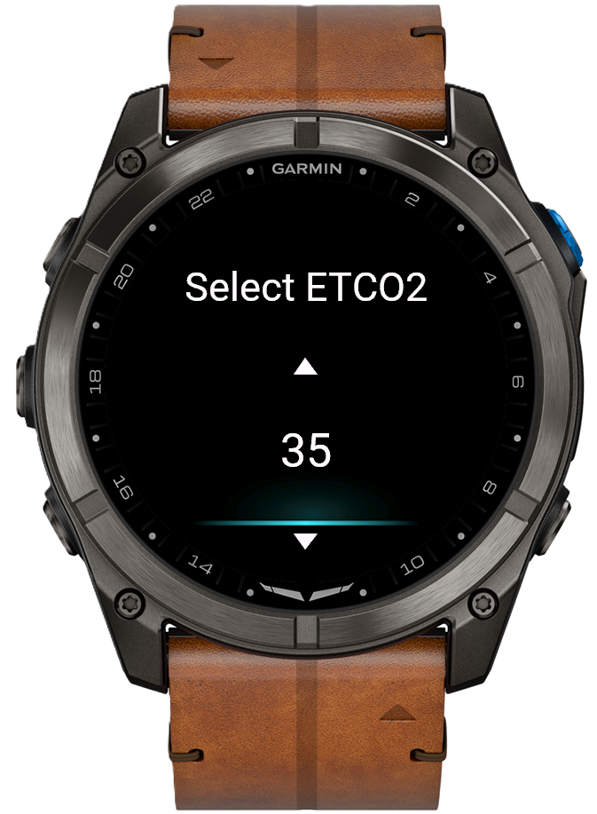 CodeMark ETCO2 number picker on Garmin watch